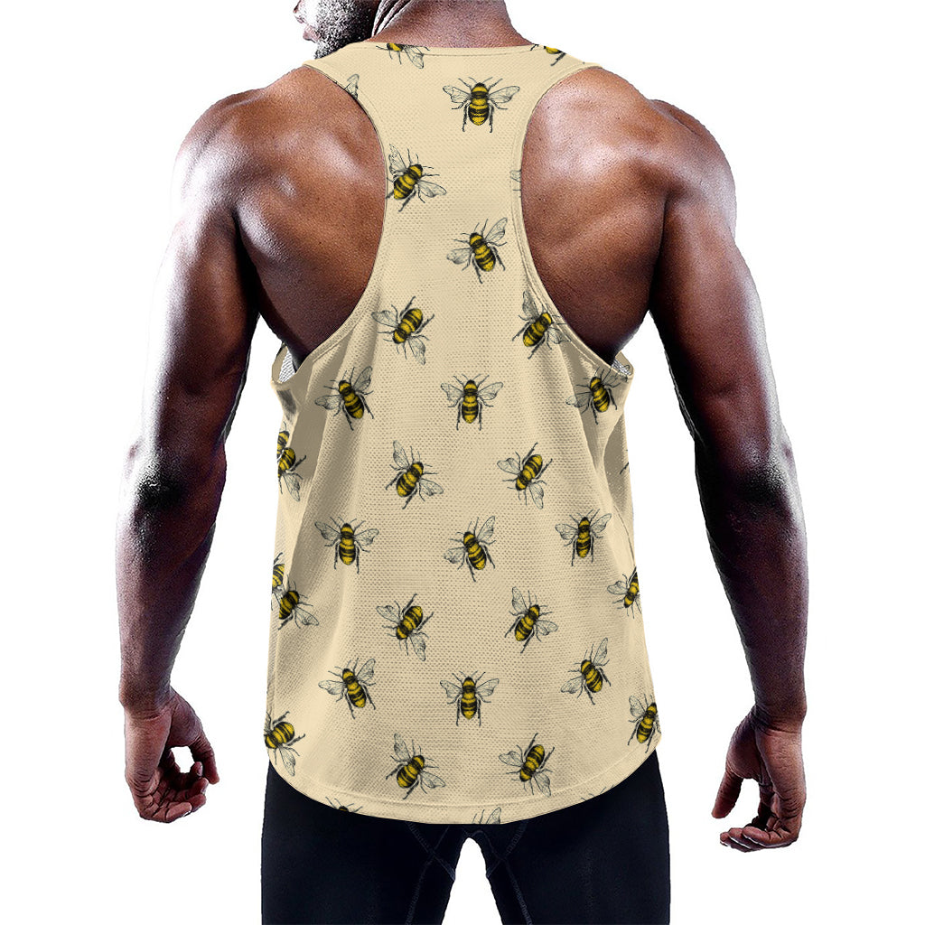 Vintage Bee Pattern Print Training Tank Top