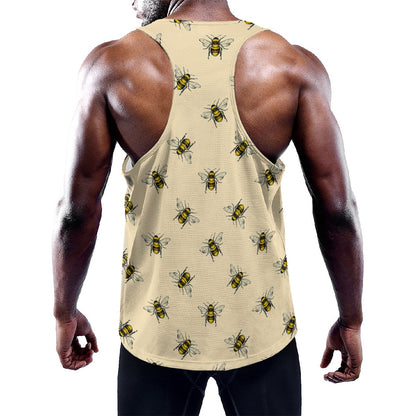 Vintage Bee Pattern Print Training Tank Top