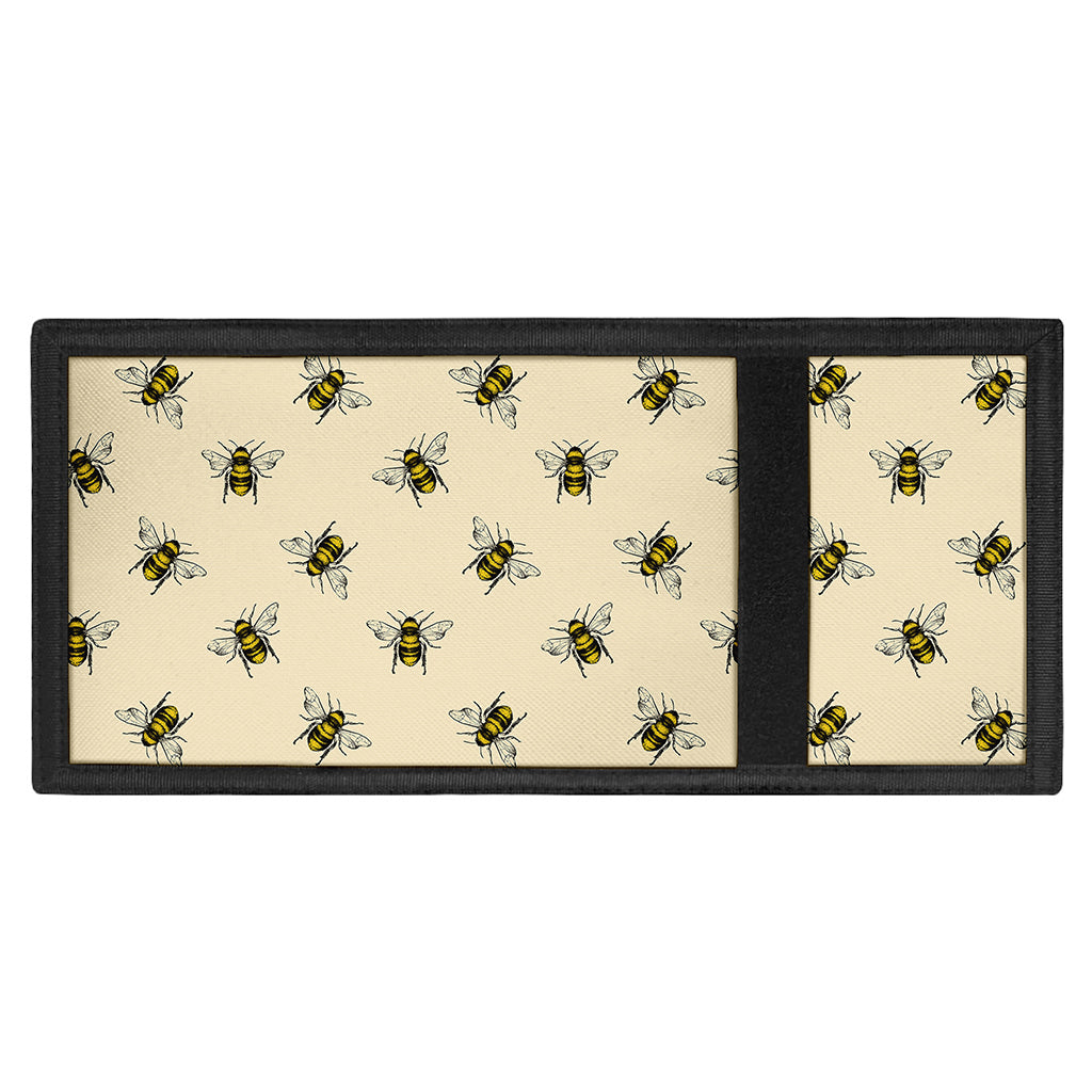 Vintage Bee Pattern Print Trifold Wallet