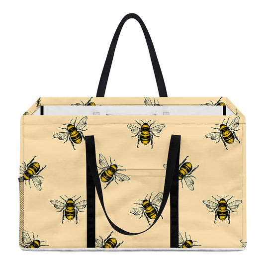 Vintage Bee Pattern Print Utility Tote Bag