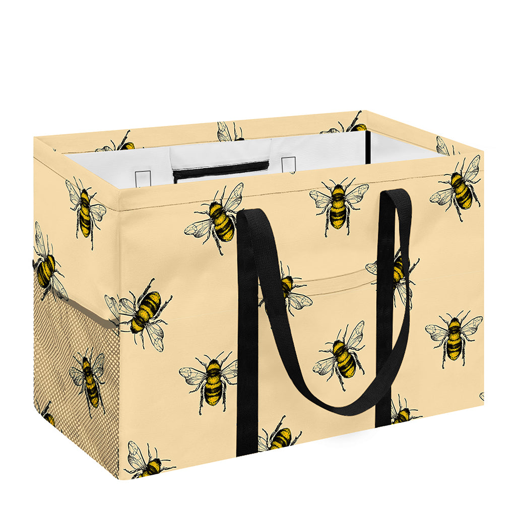 Vintage Bee Pattern Print Utility Tote Bag
