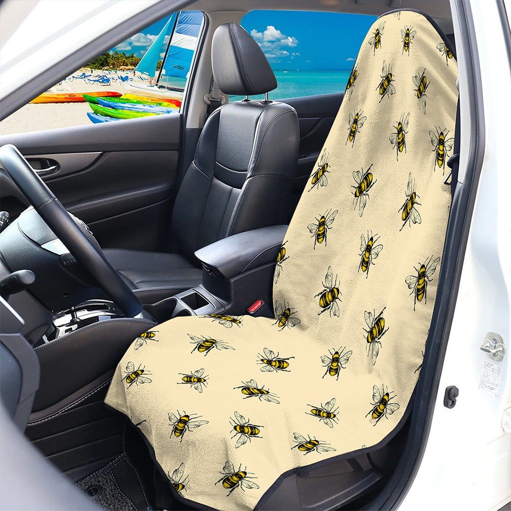 Vintage Bee Pattern Print Waterproof Car Seat Cover