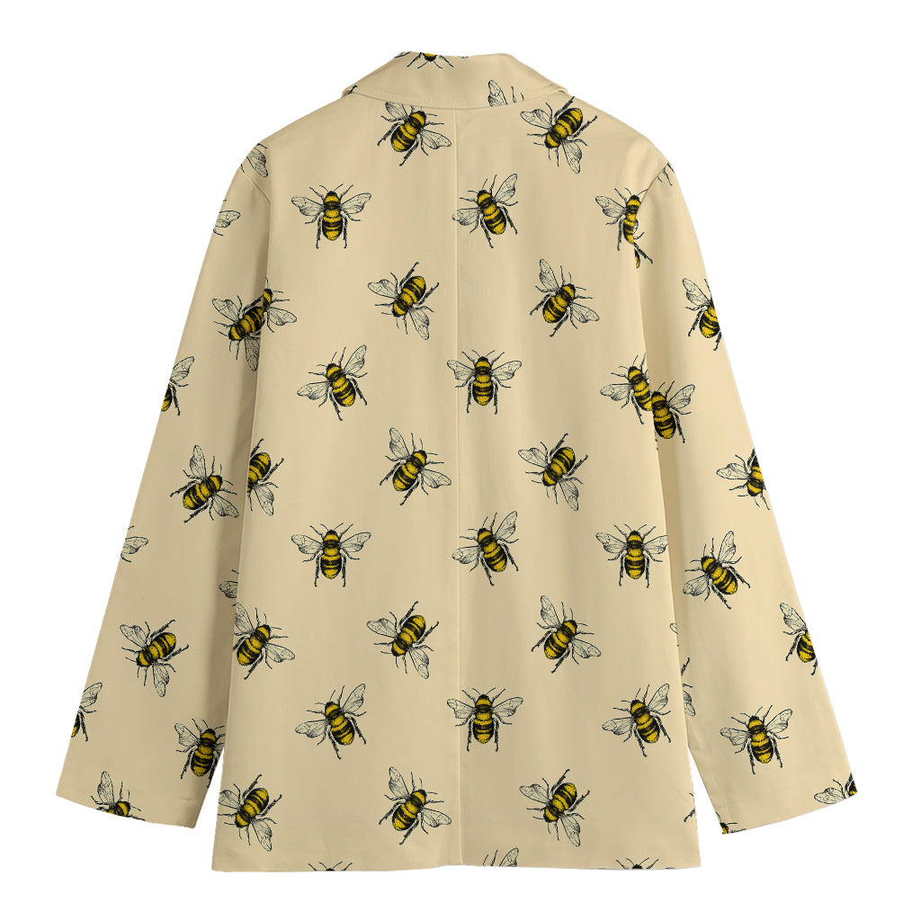 Vintage Bee Pattern Print Women's Blazer