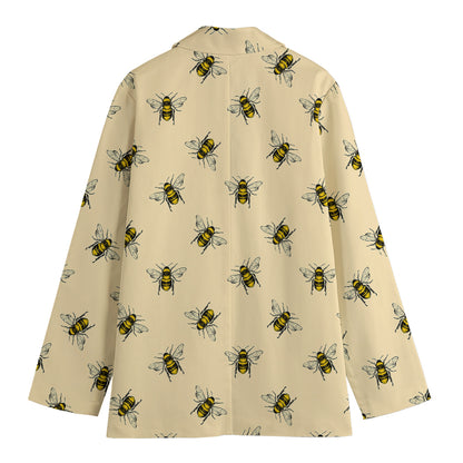Vintage Bee Pattern Print Women's Blazer