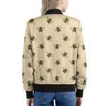 Vintage Bee Pattern Print Women's Bomber Jacket