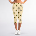 Vintage Bee Pattern Print Women's Capri Leggings