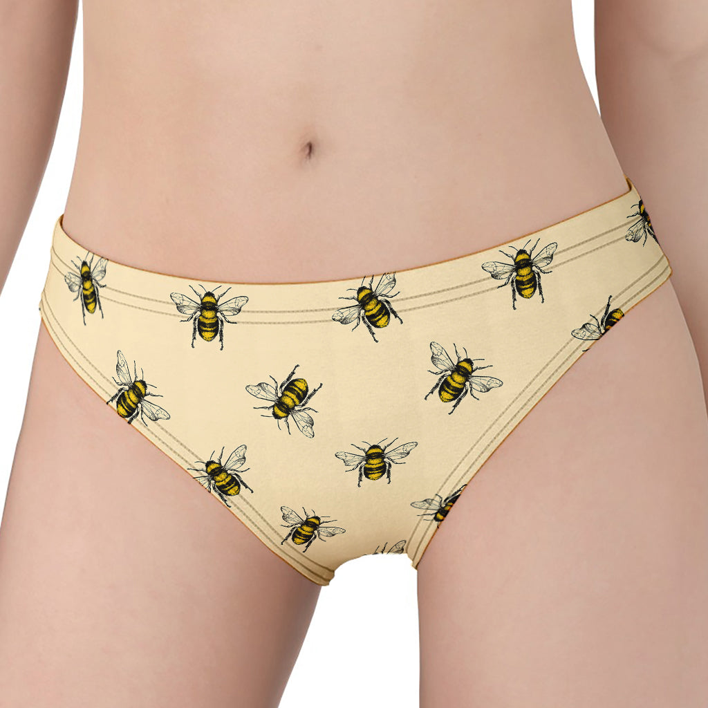 Vintage Bee Pattern Print Women's Panties