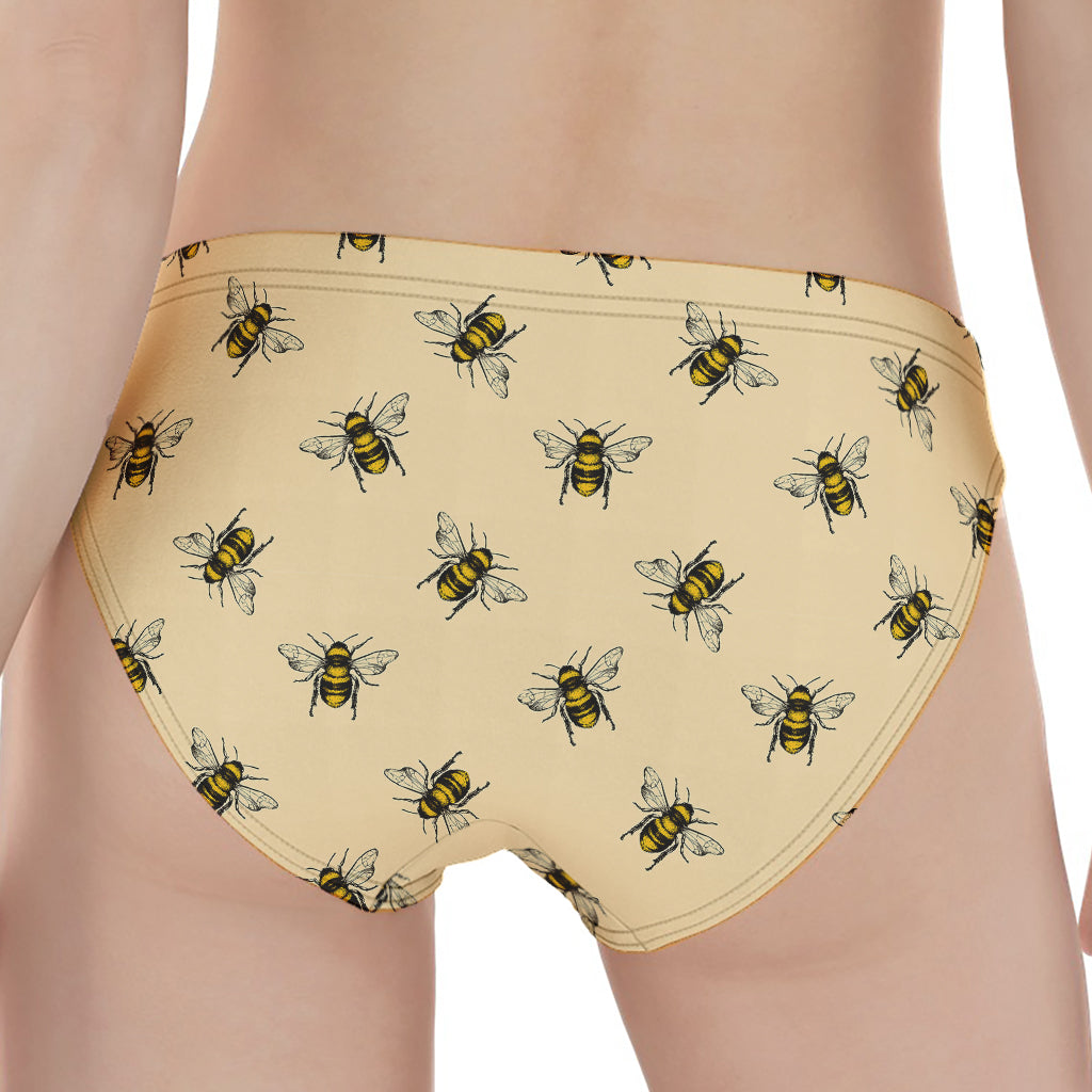 Vintage Bee Pattern Print Women's Panties