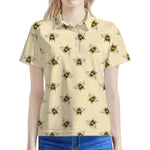 Vintage Bee Pattern Print Women's Polo Shirt