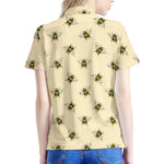 Vintage Bee Pattern Print Women's Polo Shirt