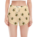 Vintage Bee Pattern Print Women's Split Running Shorts