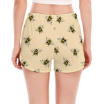 Vintage Bee Pattern Print Women's Split Running Shorts