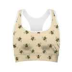 Vintage Bee Pattern Print Women's Sports Bra