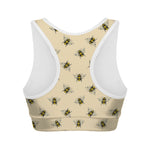 Vintage Bee Pattern Print Women's Sports Bra