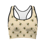Vintage Bee Pattern Print Women's Sports Bra
