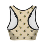 Vintage Bee Pattern Print Women's Sports Bra