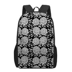 Vintage Black And White Floral Print 17 Inch Backpack