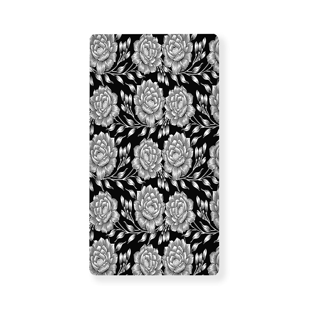 Vintage Black And White Floral Print Baby Crib Sheet