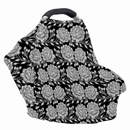 Vintage Black And White Floral Print Baby Seat Cover