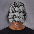 Vintage Black And White Floral Print Baseball Cap