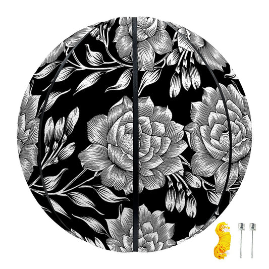 Vintage Black And White Floral Print Basketball