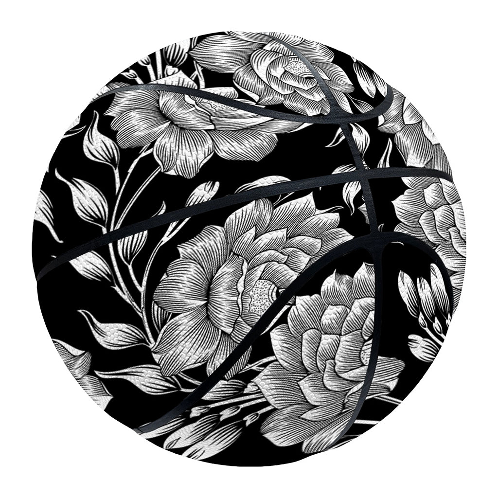 Vintage Black And White Floral Print Basketball