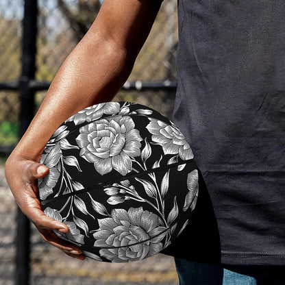 Vintage Black And White Floral Print Basketball