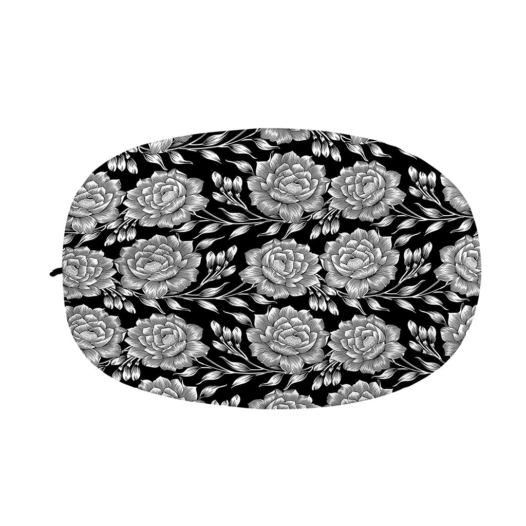 Vintage Black And White Floral Print Car Side Mirror Covers