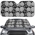 Vintage Black And White Floral Print Car Windshield Sun Shade