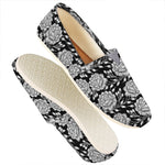 Vintage Black And White Floral Print Casual Shoes