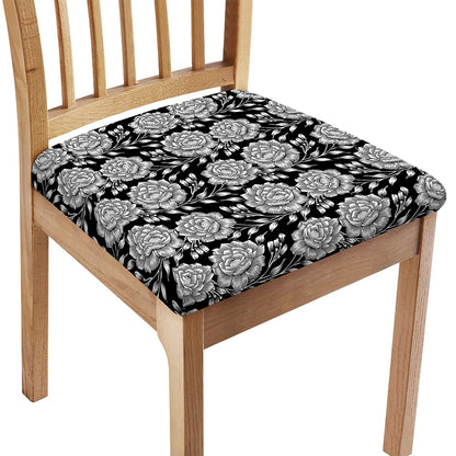 Vintage Black And White Floral Print Chair Cushion Cover