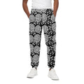 Vintage Black And White Floral Print Cotton Sweatpants