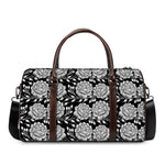 Vintage Black And White Floral Print Duffle Bag