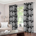 Vintage Black And White Floral Print Extra Wide Grommet Curtains