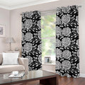 Vintage Black And White Floral Print Grommet Curtains