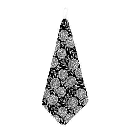 Vintage Black And White Floral Print Hand Towel