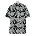 Vintage Black And White Floral Print Hawaiian Shirt