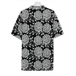 Vintage Black And White Floral Print Hawaiian Shirt