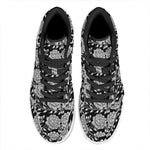 Vintage Black And White Floral Print High Top Leather Sneakers