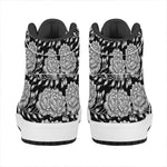 Vintage Black And White Floral Print High Top Leather Sneakers