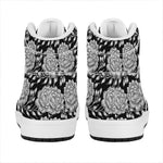 Vintage Black And White Floral Print High Top Leather Sneakers