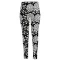 Vintage Black And White Floral Print High-Waisted Pocket Leggings