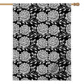Vintage Black And White Floral Print House Flag