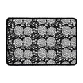 Vintage Black And White Floral Print Kitchen Mat