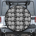 Vintage Black And White Floral Print Leather Spare Tire Cover