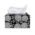 Vintage Black And White Floral Print Leather Tissue Box Cover