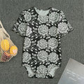 Vintage Black And White Floral Print Men's Bodysuit