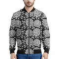 Vintage Black And White Floral Print Men's Bomber Jacket
