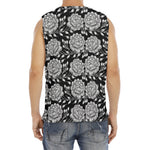 Vintage Black And White Floral Print Men's Fitness Tank Top