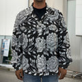Vintage Black And White Floral Print Men's Shirt Jacket